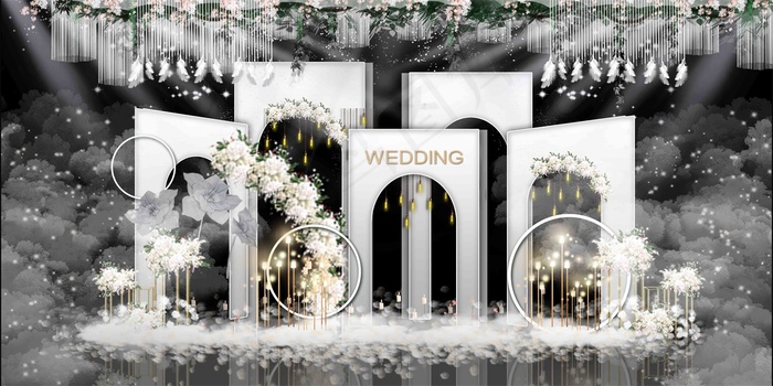 韩式白色婚礼迎宾区效果图