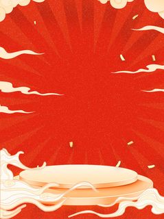 中国风国潮风山水祥云插画图案首页装修海报背景PSD设计模板素材