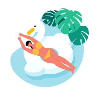 夏季游泳居家海滩旅游运动合集元素