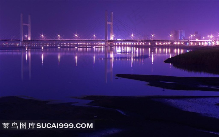 中国*城市大桥夜景风景