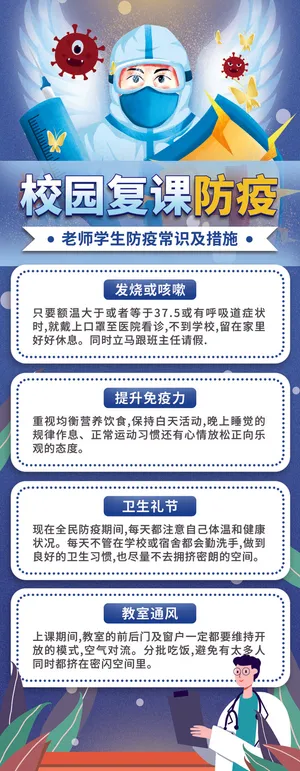 简约大气校园复课疫情防控X展架
