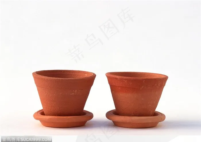 园艺工具-褐色的花盆