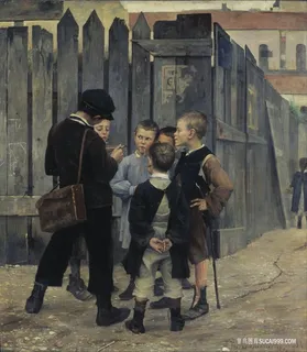 组织者会议的男孩油画 组织者会议的男孩油画