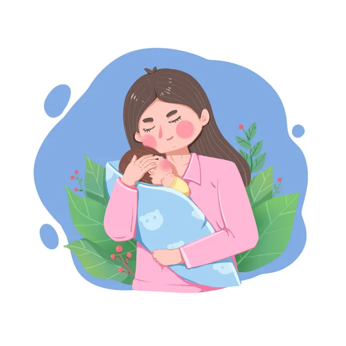 母亲节母亲抱着婴儿场景插画psd模版下载