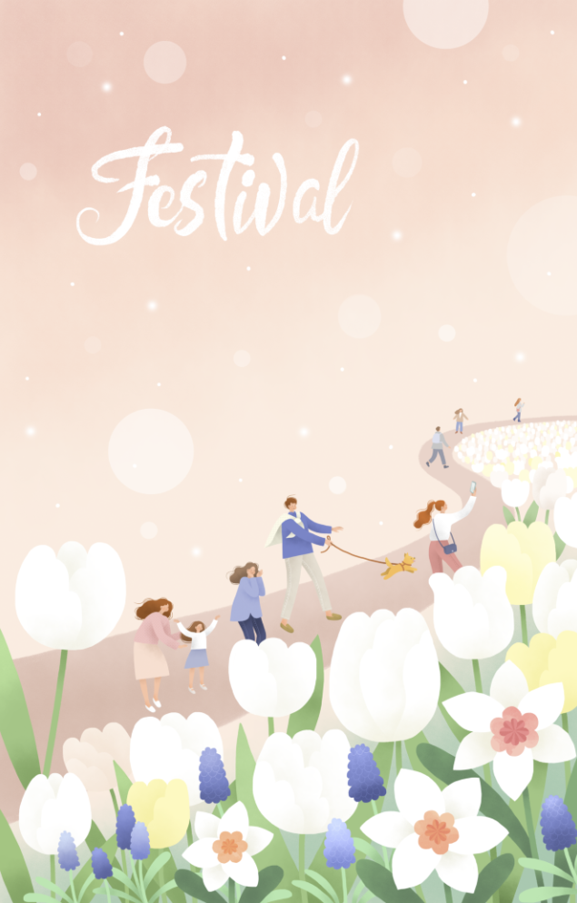 春天插画psd模版下载