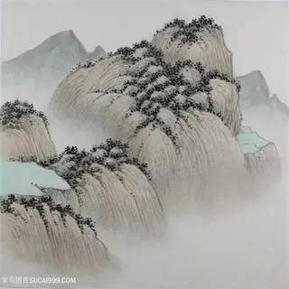 王军河工笔山水青绿山水传统山水皴法国画界画鬼脸皴袁江袁耀长披麻皴