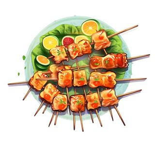 烧烤烤肉串插画免抠
