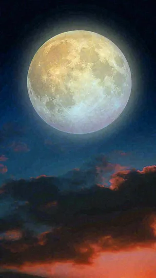 中秋节简约创意圆月月亮温馨天空，黑夜夜晚