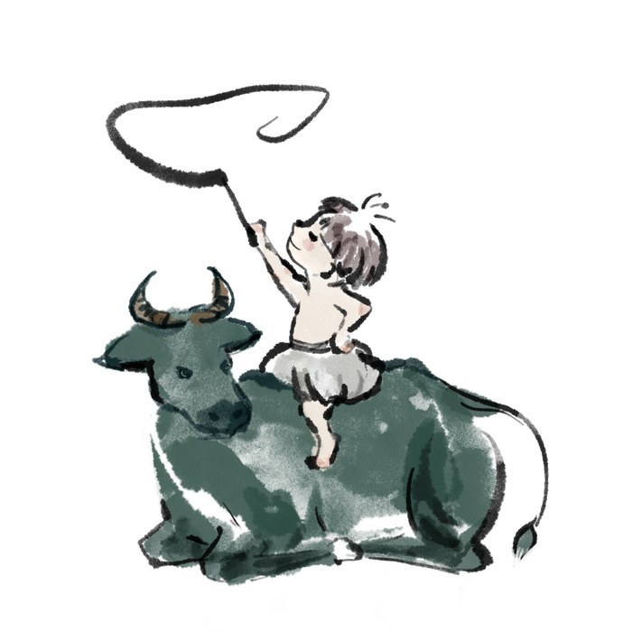 清明清明节卡通牧童放牛