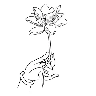 禅意佛手拈花指莲花佛珠敦煌文化线描稿国潮风元素设计模板素材 禅意佛手拈花指莲花佛珠敦煌文化线描稿国潮风元素设计模板素材