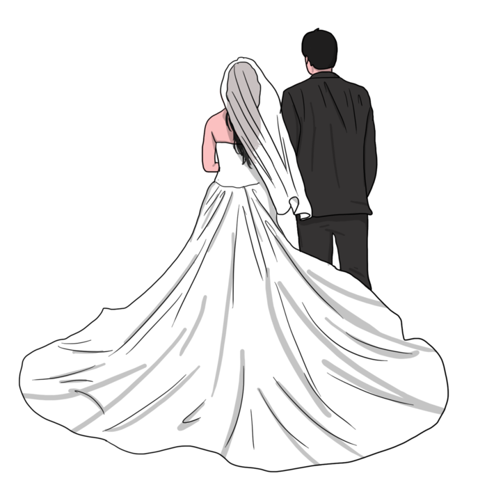 婚纱卡通人物婚礼白纱结婚婚纱摄影手绘