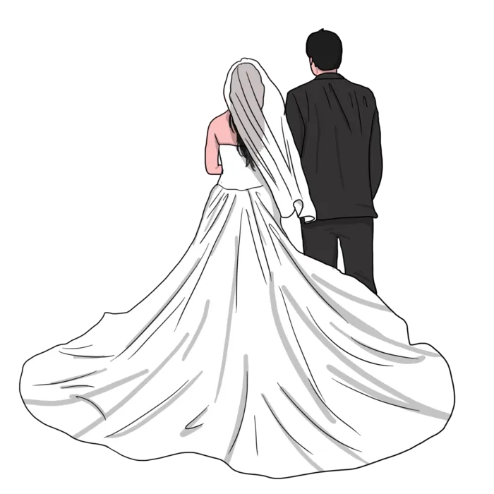 婚纱卡通人物婚礼白纱结婚婚纱摄影手绘