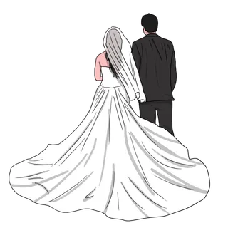 婚纱卡通人物婚礼白纱结婚婚纱摄影手绘