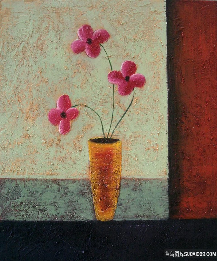唯美花卉花瓶艺术油画装饰画