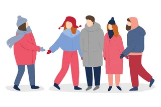 冬天服饰服装冬装穿冬装保暖冬季卡通人物男女装Ai矢量图片素材