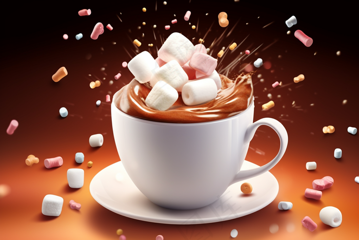 咖啡咖啡杯加满了方糖摄影图