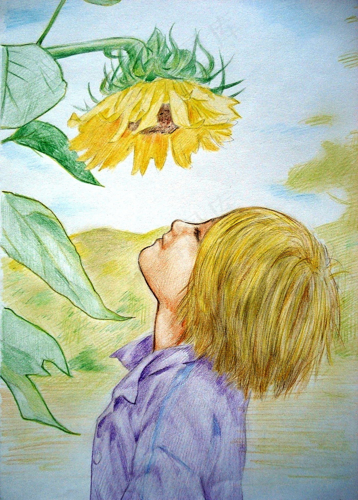 手绘蜡笔画图片