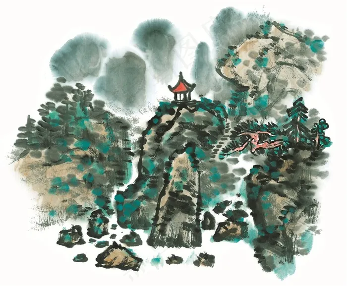 水墨山石工笔jpg素材