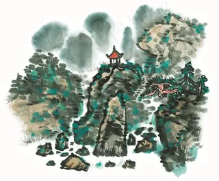 水墨山石工笔jpg素材