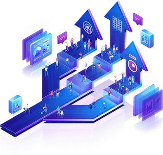 蓝紫色线条数据卡通箭头科技kv主视觉素材