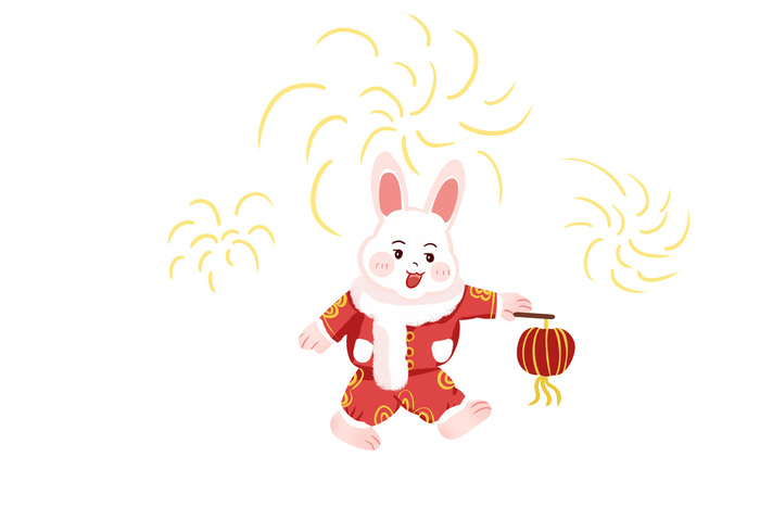 手绘2023兔年新年卡通兔子形象IP插画元素PSD设计素材png图案psd模版下载