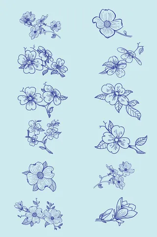 AI矢量线条花朵