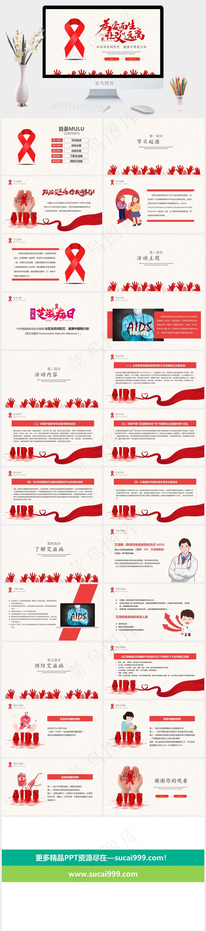 世界艾滋病宣传日ppt模版