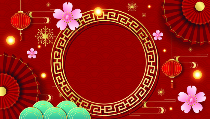 设计红色新年背景风景eps,ai矢量模版下载