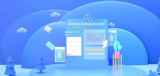 商务C4D三维几何蓝色科技人物