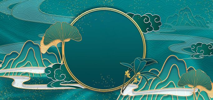 中国风国潮宫廷复古祥云锦鲤花卉扇子BANNER海报背景PSD素材