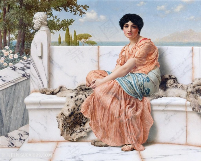 格维得油画沙滩美女油画风景画