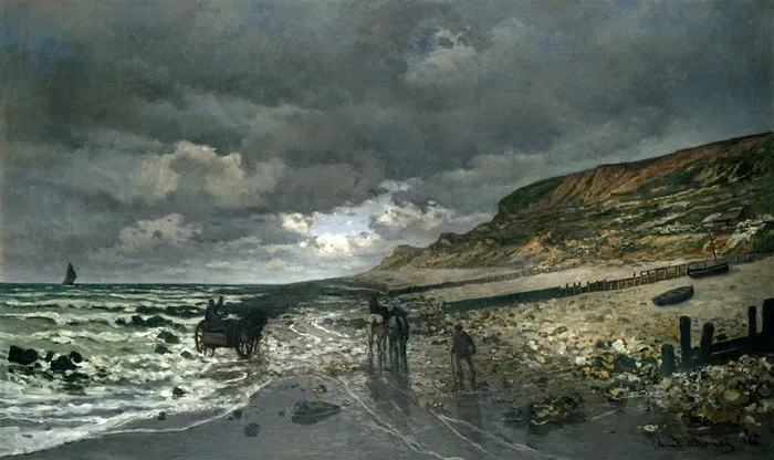 莫奈海边风景油画