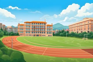 学校建筑草坪扁平背景