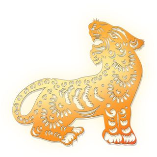 2022新年吉祥春节剪纸生肖虎年晚会插画透明免抠图ai矢量设计素材