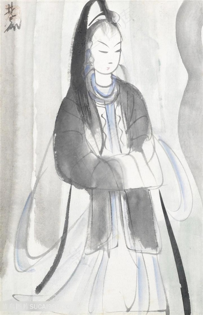 林风眠手绘简约女性艺术装饰画