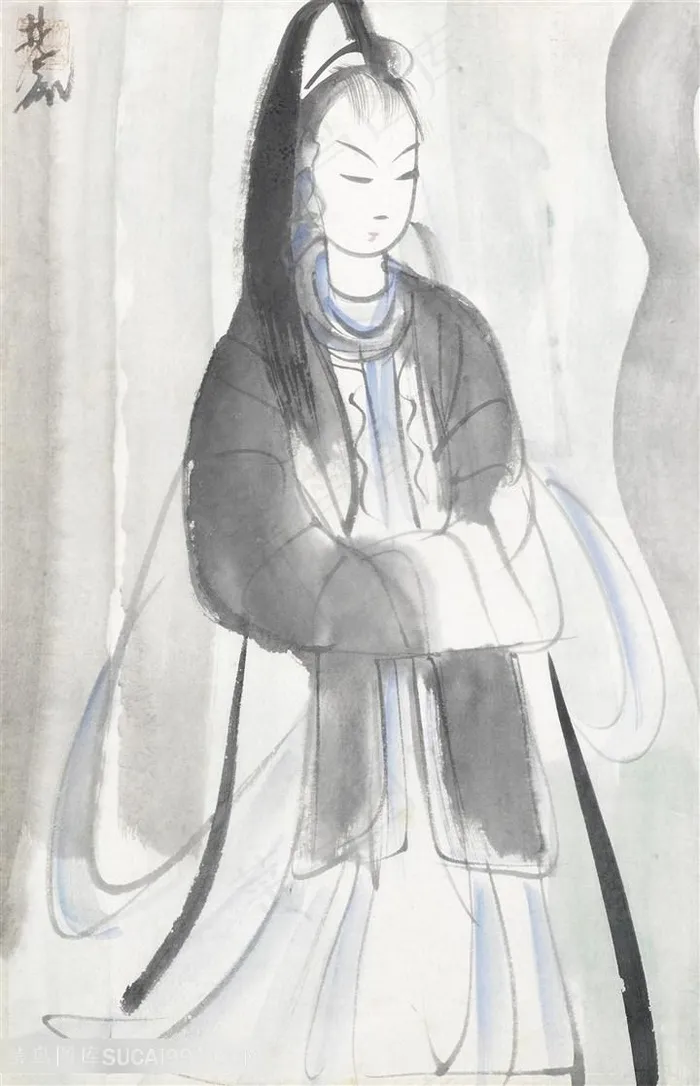 林风眠手绘简约女性艺术装饰画