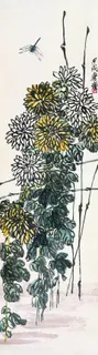 齐白石蜻蜓与花草国画图片
