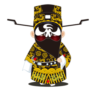 卡通京剧戏剧人物脸谱插画PNG图片 国潮中国风Q版戏剧人物PS素材