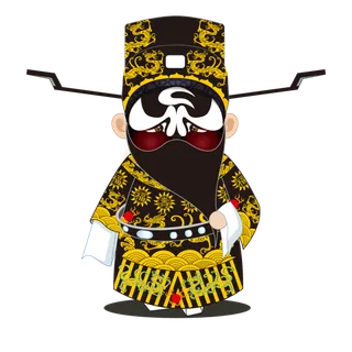 卡通京剧戏剧人物脸谱插画PNG图片 国潮中国风Q版戏剧人物PS素材