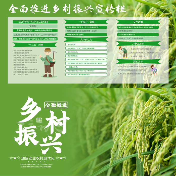 绿色大气乡村振兴创意展板
