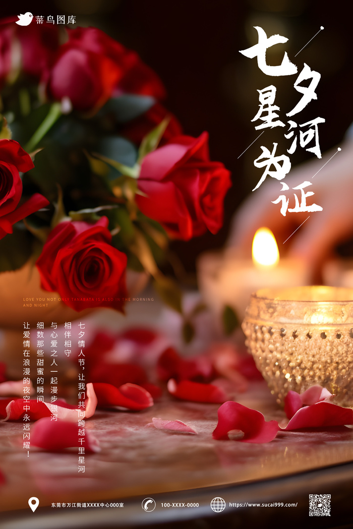 七夕 星河为证浪漫 氛围感情人节海报ai矢量模版下载