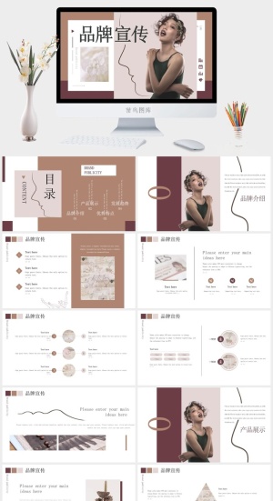 莫兰迪色系PPT模板预览图
