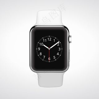 矢量黑色表盘白色表带手表