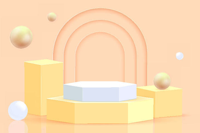 橙色电商产品展示台样机素材