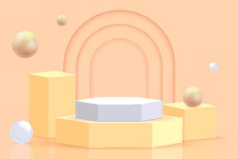 橙色电商产品展示台样机素材