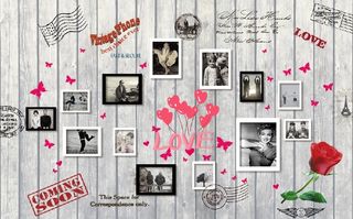 手绘爱情玫瑰背景墙