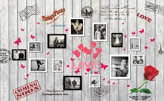 手绘爱情玫瑰背景墙