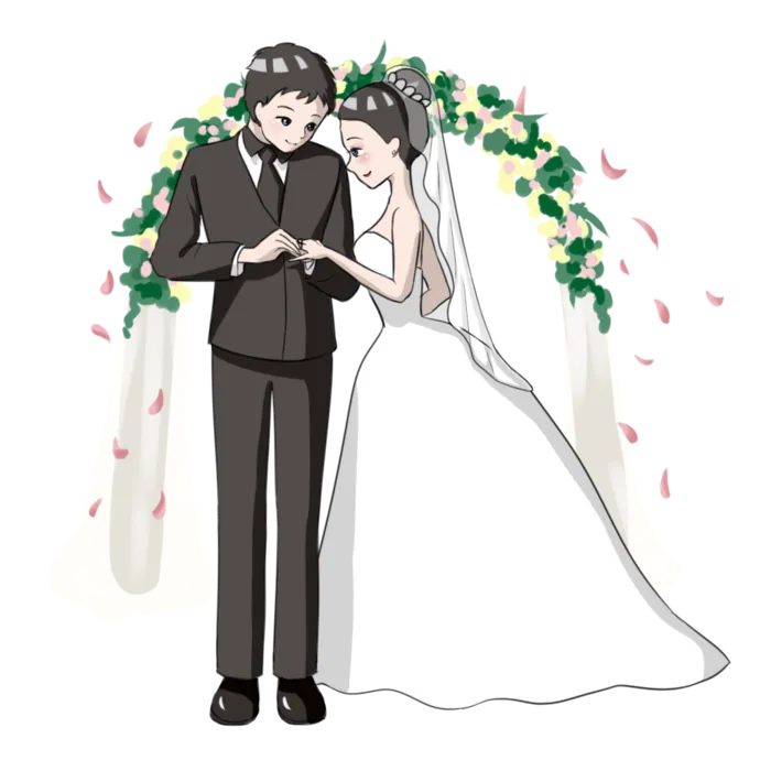 婚纱卡通人物婚礼白纱结婚婚纱摄影手绘