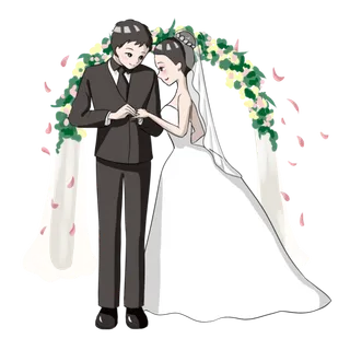 婚纱卡通人物婚礼白纱结婚婚纱摄影手绘