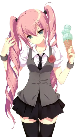 红发女孩冰淇淋辫子素材卡通简笔